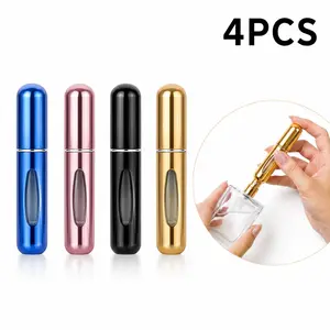 4pcs Portable Refillable Perfume Atomizer Bottle, Bottom Press Pump Travel Spray for Fragrance & Cologne