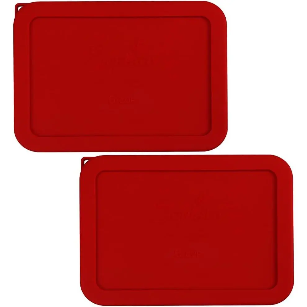 6 Cup Rectangle Silicone Storage Cover Lids Replacement for Pyrex 7211-PC Glass , Container not Included (Red)