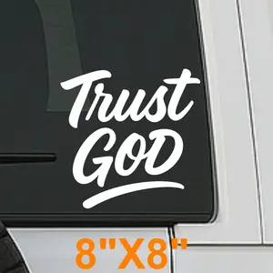 trust God vinyl decal elegant hand written script sticker for car, truck, window, mirror, inspirational Christian faith decor vinyl decal. stickers