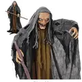 Ubesgoo 5.3FT-7FT Fabric/Plastic Lightweight Witch Theme Halloween Decorations, Animatronic Scary Crone with Red Glowing Eyes, Wrinkled Face, Sound-Triggered Battery-Powered Effects (Batteries Included) for Outdoor Garden Lawn, Door Display,home decor
