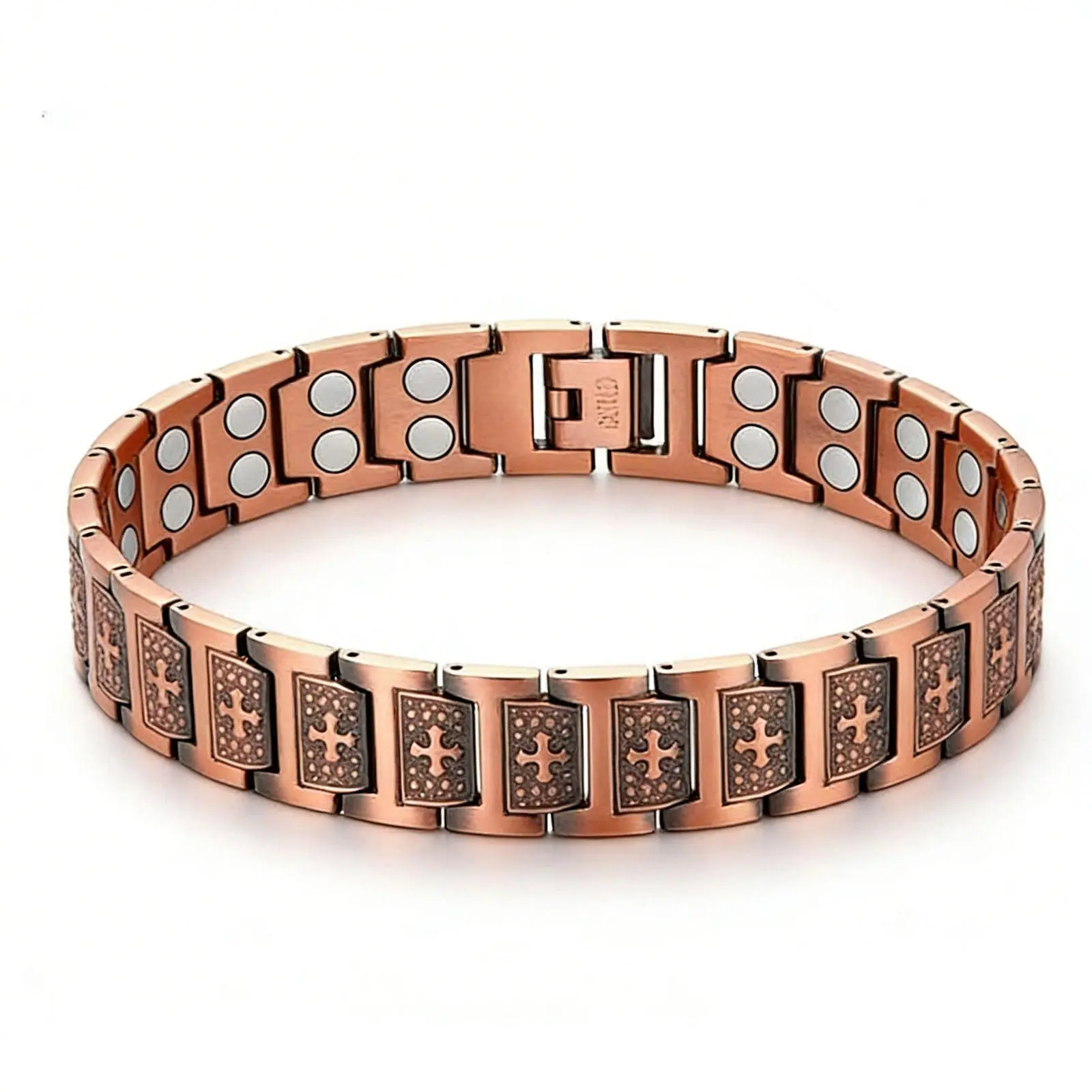 September Easter S 99.9% pure copper men’s magnetic bracelet: 3500 Gauss cross magnets, adjustable (with adjuster), hypoallergenic. Wellness-focused magnetic therapy jewelry—ideal for self-use, gifting to loved ones or dad Christmas Gift.