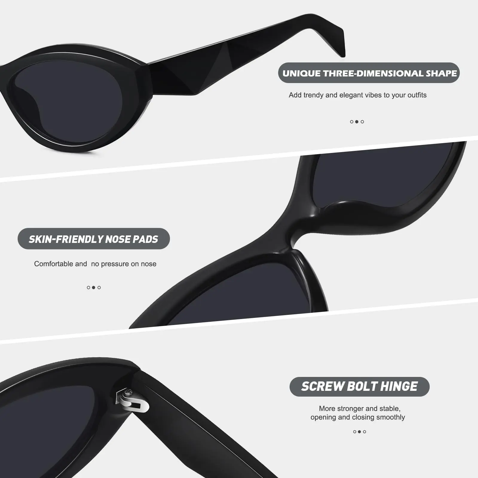 Retro Oval Cat Eye Sunglasses for Women Classic Narrow 90s 