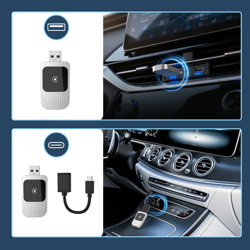 【TikTokShopBlackFriday】 New CarPlay 2026 Wireless Adapter for iPhone/Android Fast Connect No Delay Hands-Free Calling Electronic Charger CarPlay Adapter