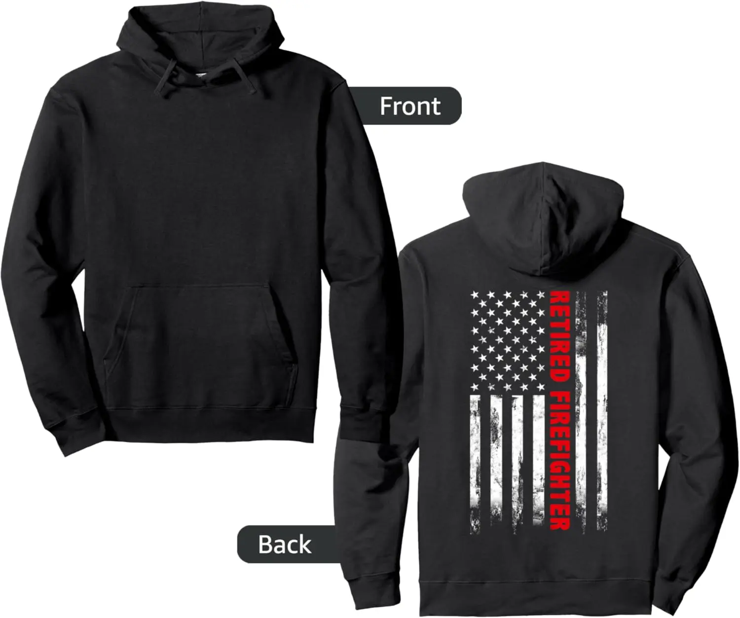 Retired Firefighter Thin Red line American flag Gift Fireman Pullover Hoodie