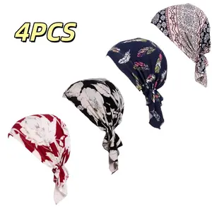 4pcs Braided Pirate Hats, Women'S Lightweight Full-Coverage Headscarves, Soft And Skin-Friendly Hair-Protection Headwear, Versatile Head Cover for Daily Use at Home, Outdoors And Everywhere Else