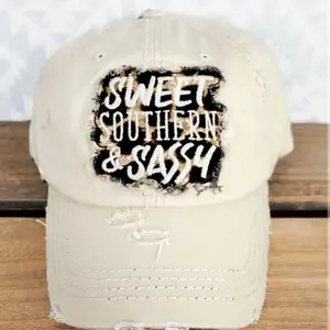 Distressed Stone with Leopard 'Sweet Southern & Sassy' Cap