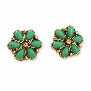 A Beautiful Bloom Western Flower Copper Stud Earrings Handmade Elegant Jewelry Flatbackearrings
