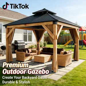 LH-Heavy Duty  10x12ft（roof） Gazebo Canopy Waterproof Windproof UV Protected Outdoor Shelter with Stable Metal Frame for Patio Party Deck Poolside