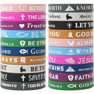 Bible Verse Bracelets – 20 Pcs Silicone Bracelets Bulk Jesus Bracelets – Cute Christian Bracelet Colored Wristbands – Comfortable and Lightweight – Perfect Religious Gifts for Men, Women