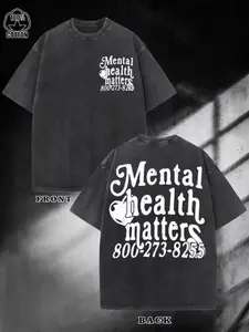 Mental Health Matters 100 T Shirt For Men And Women Oversized Black Tee With Phone Number Printed On Front And Back Mental Health Awareness Apparel Casual Streetwear Fashion Top Unisex Loose Fit Short Sleeve Sh fathersdaygift