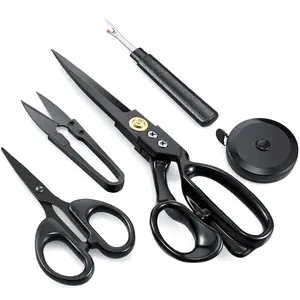 9 Inch Fabric Scissors Tailor Sewing Shears for Fabric Cutting Heavy Duty Tailor Scissors for Quilting Sewing and Dressmaking with Tape Measure, Thread Snips, Seam Rippers (Black, Classic Style)