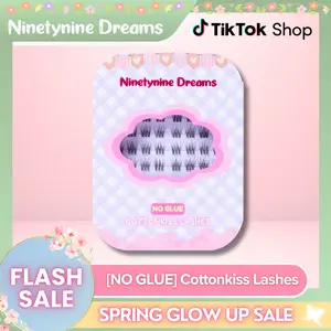 Ninetynine Dreams [NO GLUE] Cottonkiss Self-Adhesive Lashes | 9-13mm C Curl No Glue Required Press-On Lash Clusters - Fluffy Lightweight Wispy Natural Manhua Beginner-Friendly Daily Reusable Eyelashes with Ultra-Thin Self-Stick Jelly Adhesive Band
