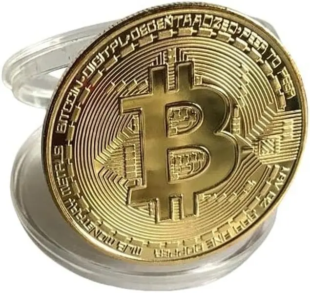 1PC Gold-Plated Iron Bitcoin Commemorative Collectible Coin - Exclusive Design, Ideal for Enthusiasts & Collectors (Home & Festive Party Gift Supplies), Collectibles