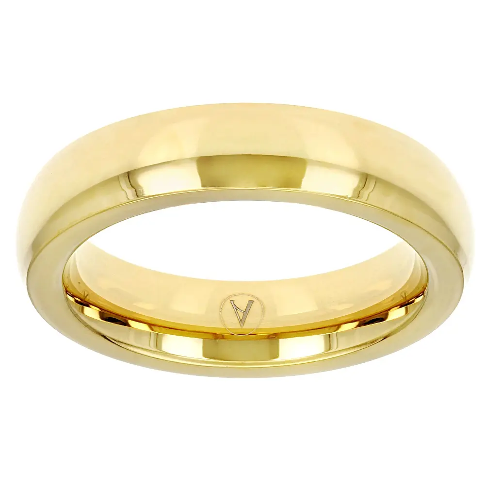 JTV 18K Yellow Gold Over Stainless Steel High Polish 5mm Band Ring