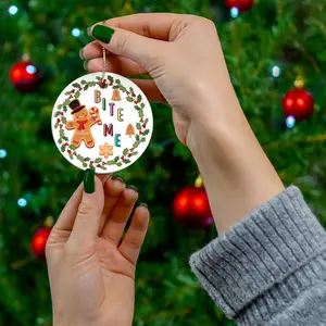 Ceramic Ornament, Christmas Ornament, Holiday Decoration, Tree Ornament, Bite Me Ornament, Gingerbread Decoration, 4 Shapes