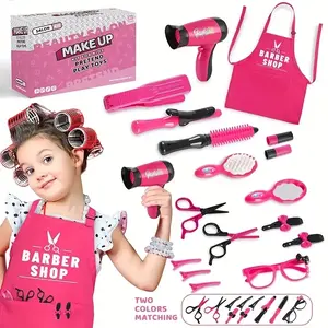 18 Piece Kids Hair Styling Toy Set, Barber Doll Toys, Realistic Accessories, Includes Blow Dryer, Scissors, Apron, Role Play Costume Gift