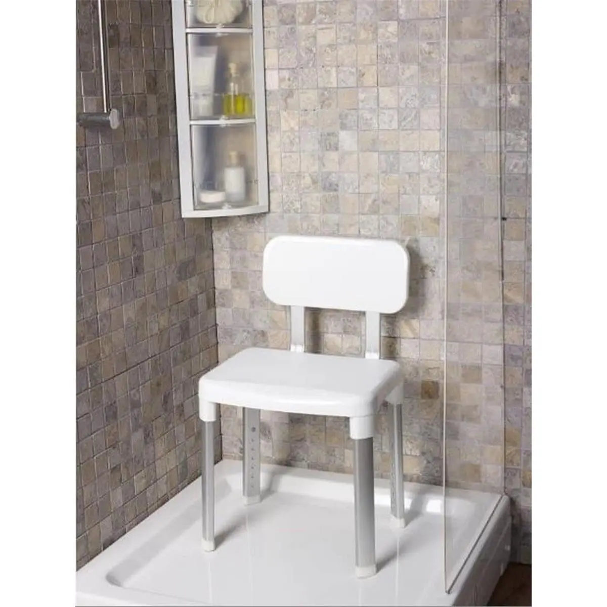 Cappadocia Heavy Duty Shower Chair with Backrest, Bathtub Seat for Adults & Disabled, Non Slip Legs