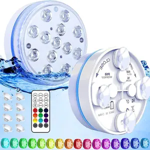 13 LED Underwater Lights, 16 Colors Remote Control Fish Tank Light, Magnetic Base Waterproof Outdoor Pond Decor Lamp for Bathtub Garden Pool Spa Halloween Decoration