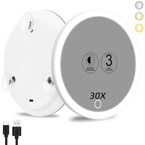 6-Inch Rechargeable LED Lighted 30x Magnifying Makeup Mirror 6-Inch Rechargeable LED Lighted 30x Magnifying Makeup Mirror