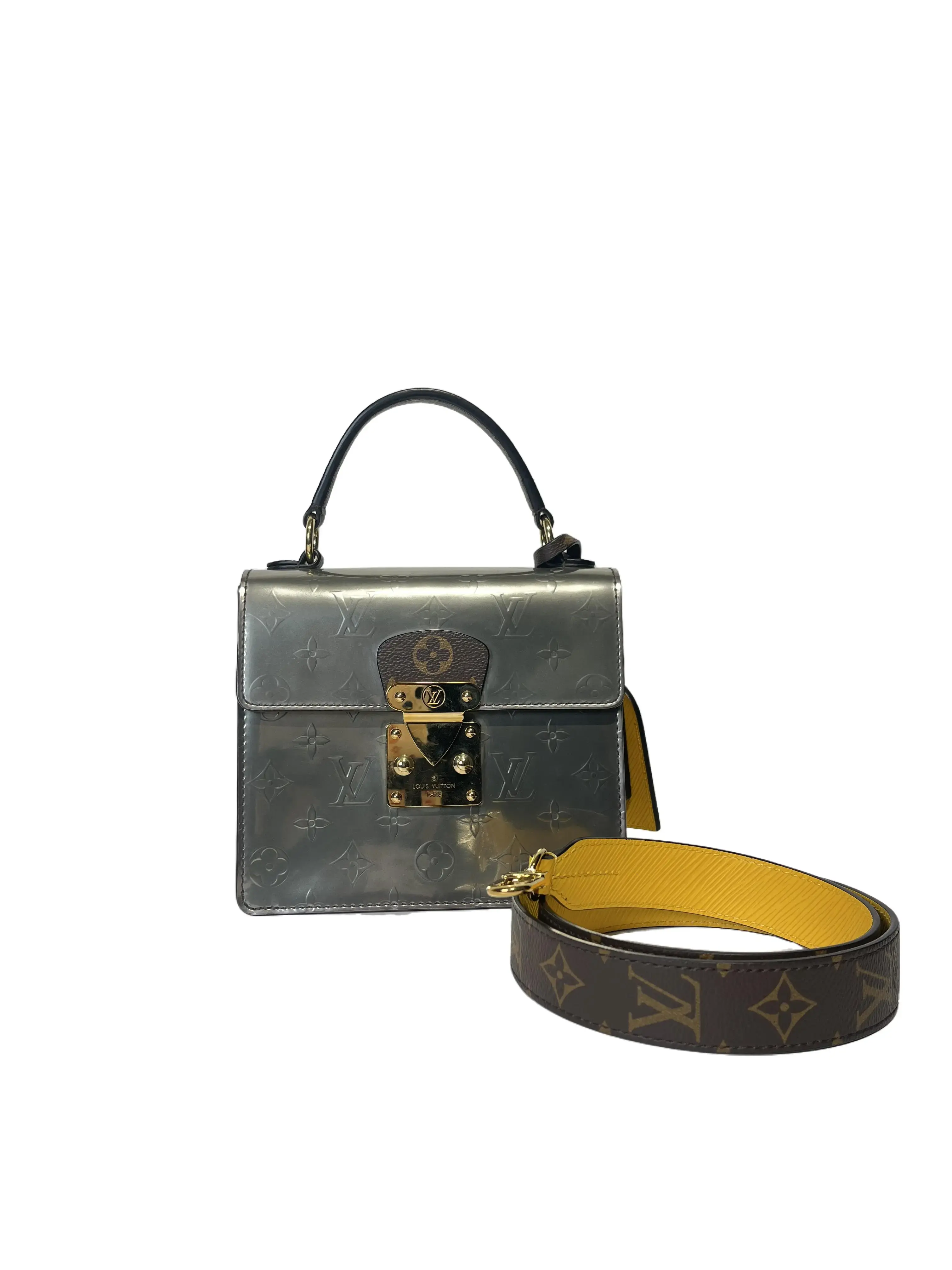 Pre-owned Louis Vuitton Monogram Vernis Spring Street Bag 1999 Design, Crossbody Bag with Top Handle, Silver & Gold Accents, Crossbody Bags, Archival 1999 Design