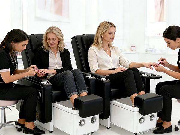Artist Hand Spa Chair with Foot Spa Basin Manicure Massage Electric Recline 4-Head Back Massage Hot Cold Water Controls LED Light Jet Tub Fast Drain Pump Pull-Out Bowl