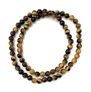 Tiger Eye Beaded Stretch Necklace 6mm | Confidence Courage Protection, Healing Crystal Jewelry, Gift for Her