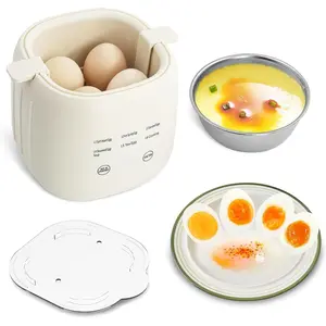 Rapid electric egg cooker with timer 6 in 1 egg cooker and poacher for hard boiled eggs 4 eggs electric egg boiler with automatic shut off and alarm smart eggmaker and omelet maker