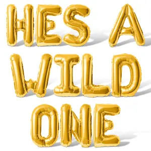 Letter Balloons - HES A WILD ONE 16" Inch Alphabet Letters Foil Mylar Balloon 1st Birthday Party Banner