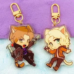 2 Vers Resident Evil Chibi Cats Acrylic Keychain, Leon & Ada Cutest Bag Charm