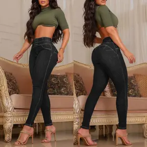 ChicMe Women's High Waist Skinny Jeans - Front Button Denim Pants Butt Lifting Casual Elegant Feminine Spring Fashion