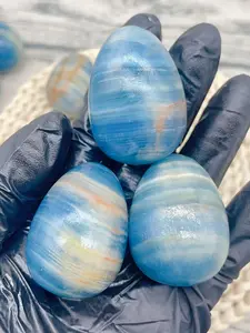 1pc Natural Blue Onyx Egg-Unique Home and Office Decorations, Distinctive Gifts for Family and Friends, Suitable for Christmas, Valentine's Day, and Back-to-school Season,Natural Crystal Egg, Blue Onyx Egg, Crystal Mineral Specimens, Natural Stone Decor