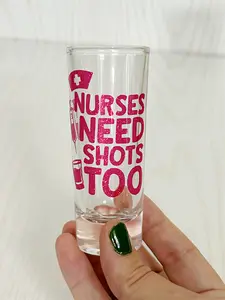 Kenzie's Boutique Handmade Nurse Week Gift - Appreciation Thank You Shot Glass – Need Shots Too for Women Men – Funny Care Gag Package - Graduation - Practitioner RN Nurse Cup Graduate Student Drinkware Practitioner CNA CNM CRN CRNA LPN LVN NA NP Sturdy