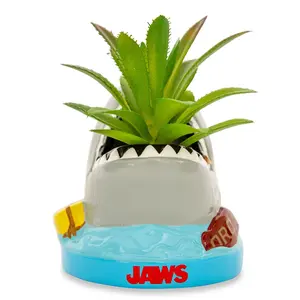 JAWS Shark 4-Inch Ceramic Mini Planter With Artificial Succulent