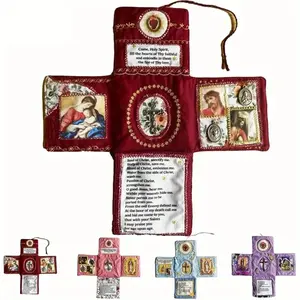 [Free Ship] LIVOA Handcrafted Pocket Devotional - Faith Edition, Catholic Travel Prayer Kit with Cross, Prayer Quilt with Cross Inside Included, Handmade Christian Gift for Daily Devotion