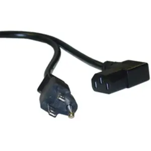 CableWholesale  3 ft. 10A 18 AWG Right Angle Computer & Monitor Power Cord - NEMA 5-15P to Right Angle C13, Black