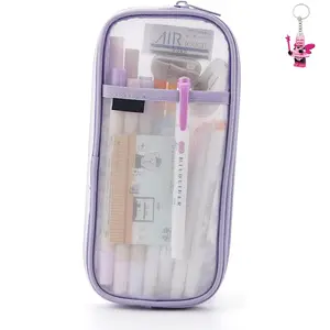 Clear Mesh Pencil Case Pouch - Multifunctional Transparent Pencil Storage Case for Students, Office & School - Zippered Design, High Quality, 9.06 x 4.72 x 0.79 Inches