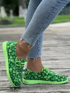 Women's Three-Leaf Clover Slip-On Sneakers, Trainer, Dark Personality Comfortable Casual Shoes, Eye-Catching Design Must-Have for Trendsetters