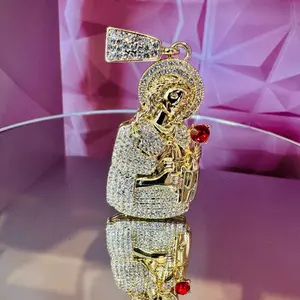 Santa Barbara dijes. Pendants. Large. Crystal stone. Zirconia. 14k gold filled. Stainless steel