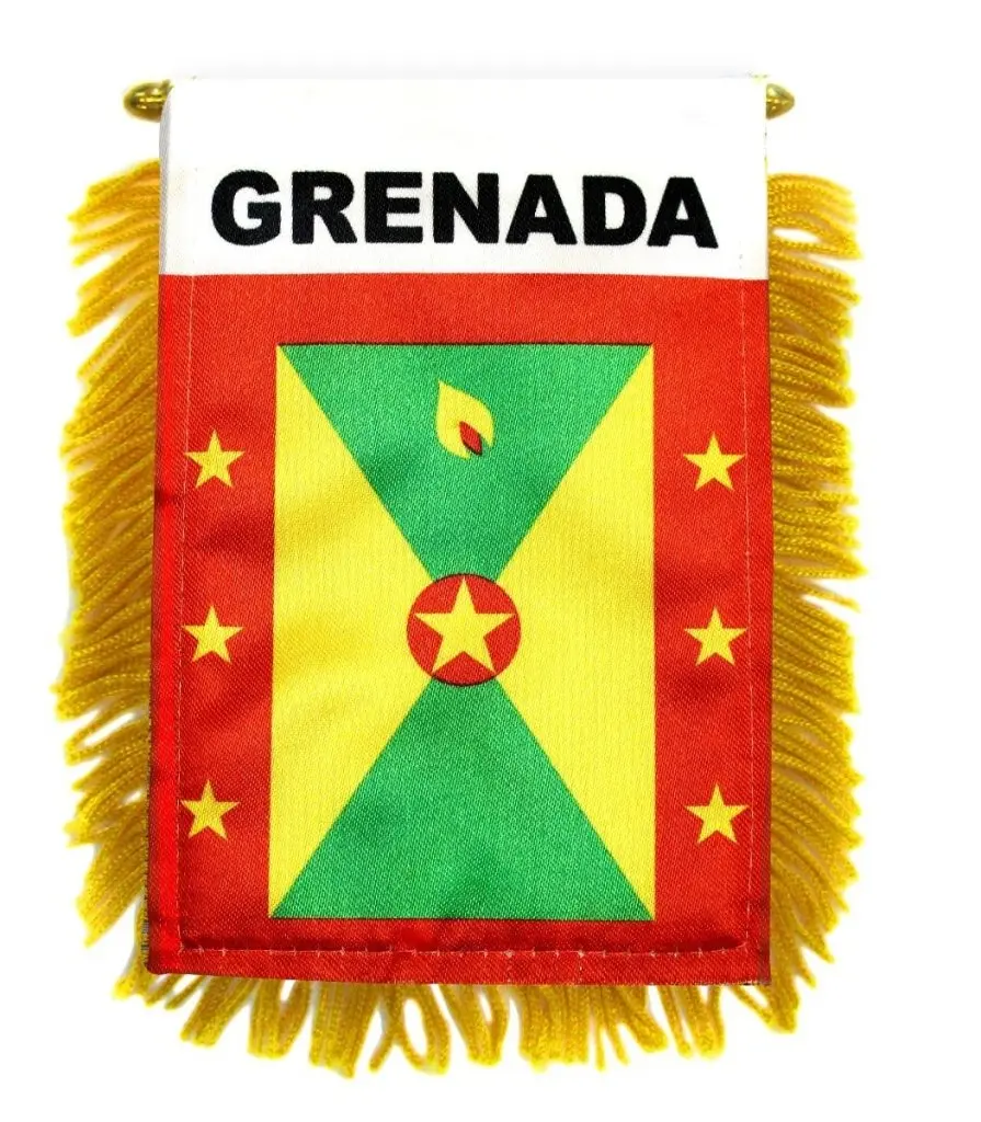 Grenada Mini Banner - 4x6 in Glass Hanger, Plastic Wall Hanging Backdrop for Home & Party Decor