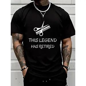 100% Cotton Unisex Hairstylist “This Legend Has Retired” Funny Barber Retirement T-Shirt — Breathable, Comfortable, Essential for Summer & Spring
