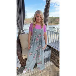 Floral Denim Overalls