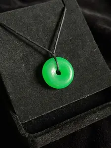 Natural Jadeite Pi Disc Pendant – Emerald Green | Spiritual Luxury Jade Necklace