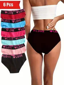 6 Seamless Letter Printed Color Blocked Triangle Pants, Sexy, Comfortable, Breathable And Elastic Underwear, Women's Underwear And Underwear Bridal Womenswear Panties Panty