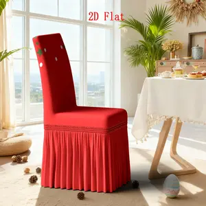 2/4/5/6/7pcs Skirted Chair Cover Set, Classic Red Pattern Printed Tablecloth Set, Festive Tablecloth & Skirted Chair Cover Set, Removable Chair Covers, Decorative Set for Holidays, Reusable, Suitable for All Seasons, Ideal Gift for Home Decoration