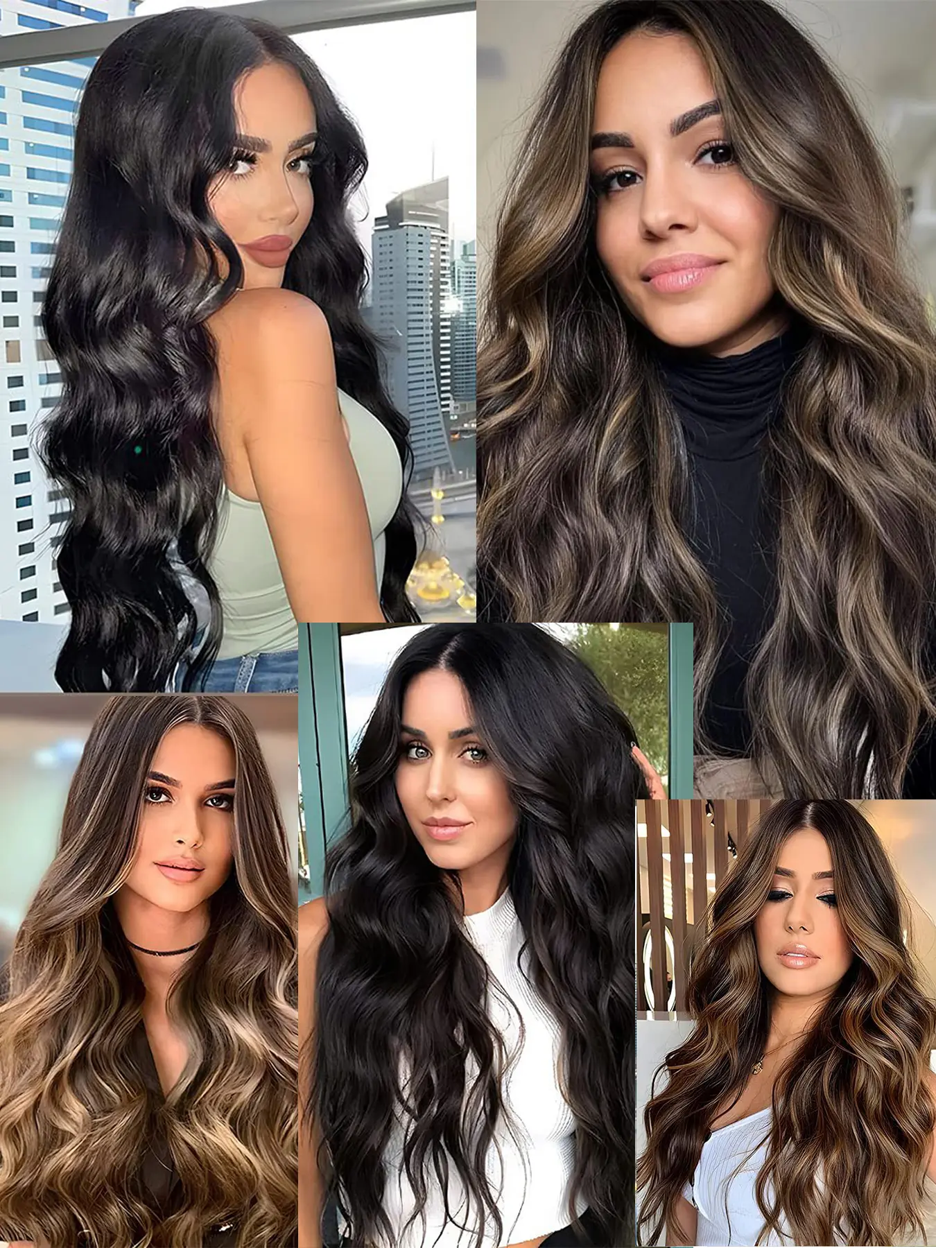 4 piece clip in hair extension set fluffy water wave natural 