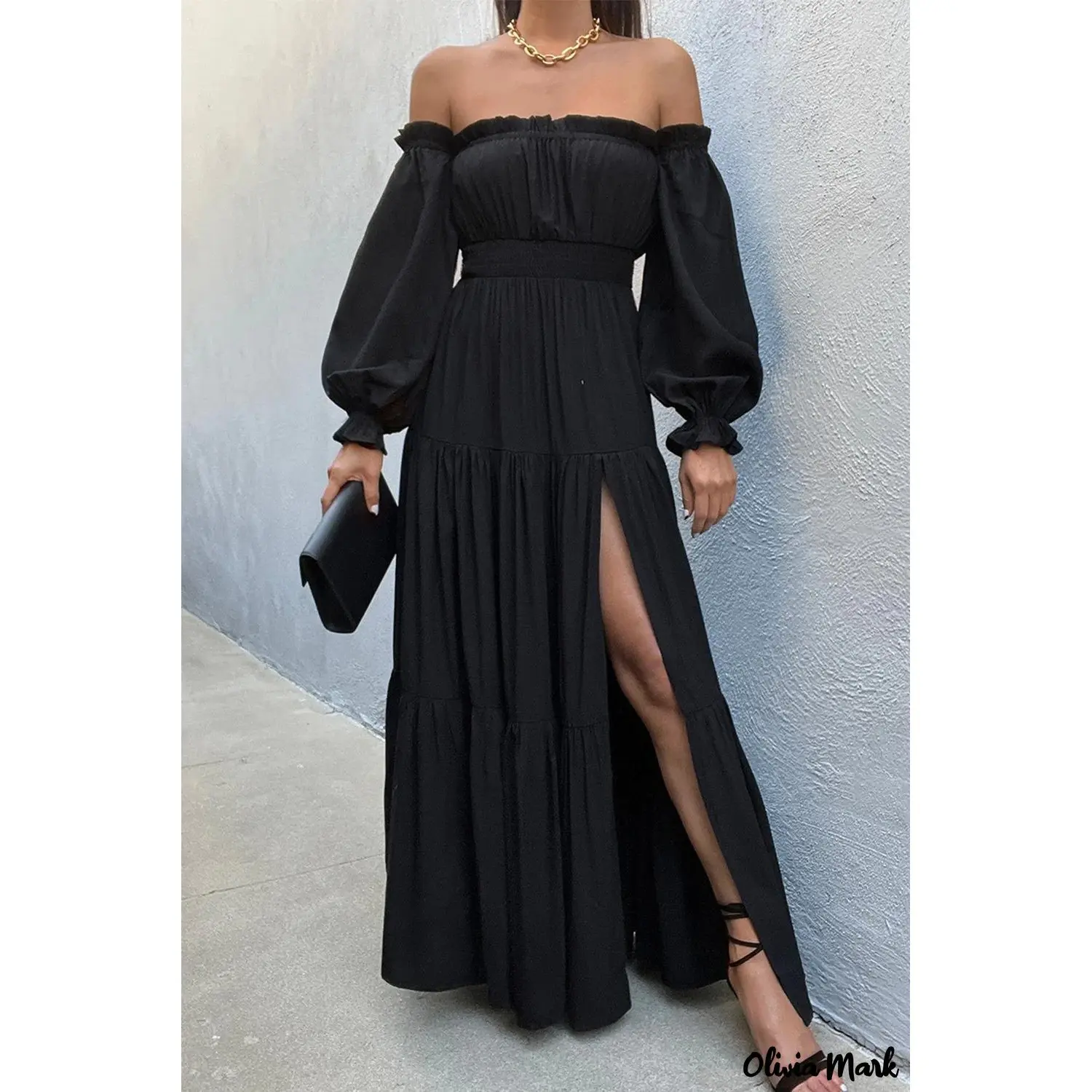 green emerald velvet dress Women Sexy Ruffled Off Shoulder Thigh Split Flowy Maxi Boho Dress Tie  Waisted High Slit Smocked Long Sundress(OR-S) at Amazon Women's Clothing  store