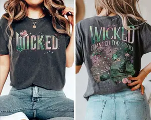 [SALE UP TO 30%] + [FREE SHIP] Comfort Colors Retro Wicked Movie 2Sided Comfort Color Shirt, Wizard of Oz Fan Gift, Witch Pink and Green T-shirt, Pop Culture Graphic Wicked Musical Shirt