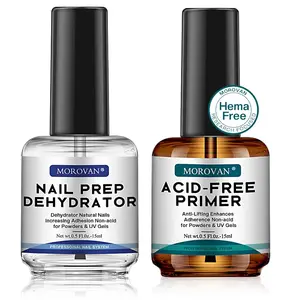 Morovan Professional Natural Nail Prep Dehydrate and Acid-Free Primer, Dehydrator for Acrylic and Gel Nail Polish, Non Acid Primer for UV Gels Fast Dry Superior Bonding Agent Gift Box Set