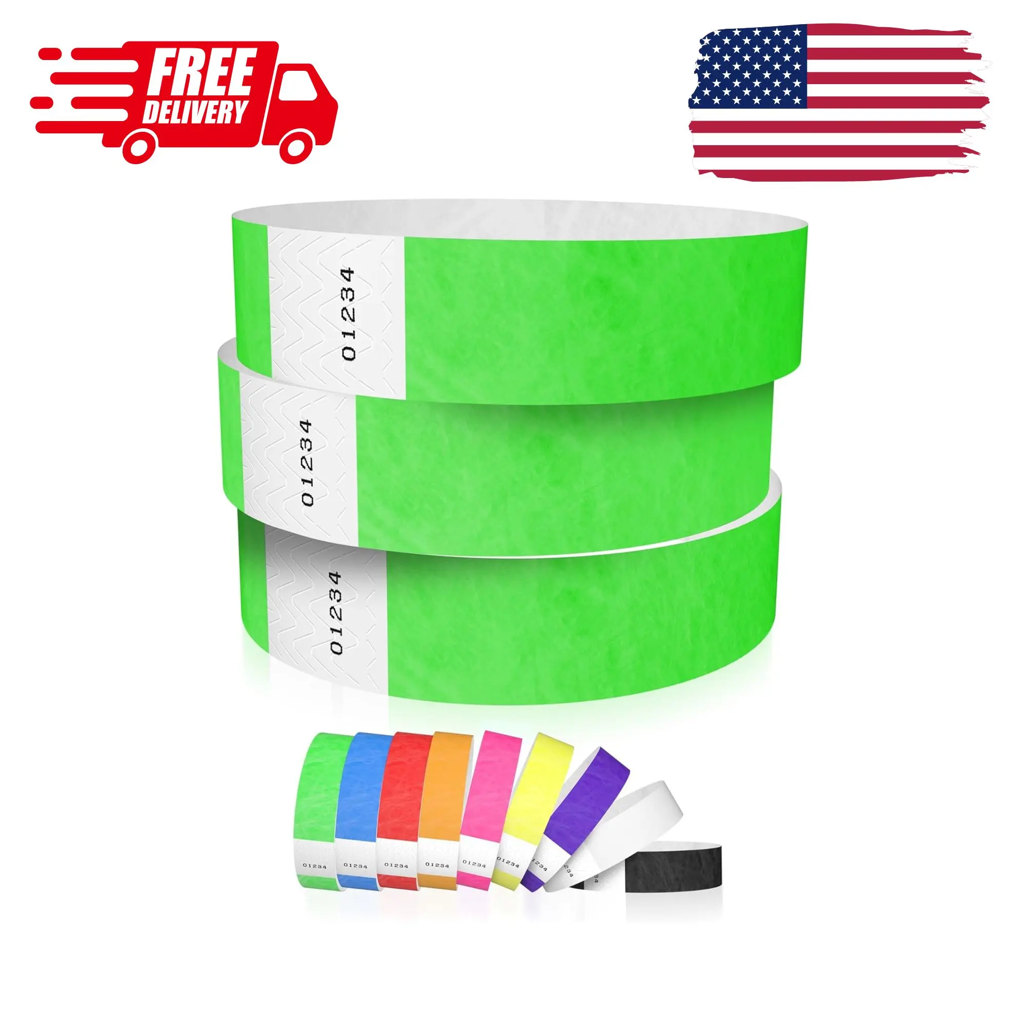 600 Neon Green Wristbands for Events Tamper-Proof Design & Fluorescent Color