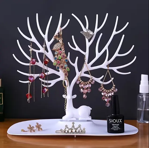 Aesthetic Antler Tree Jewelry Display Stand | Elegant Necklace & Earring Holder for Dresser, Desktop Jewelry Organizer Tower, Modern Bracelet Storage Tree